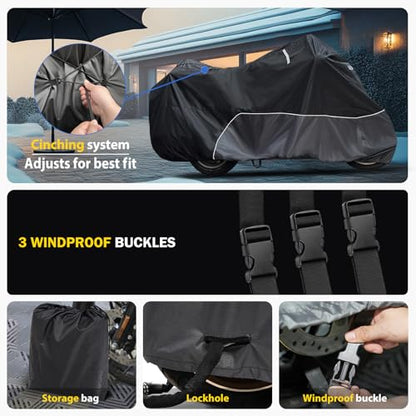Motorcycle Cover for Harley Davidson Touring Models Road Glide Limited, Ultra Limited, Ultra Classic, Road King, Road Glide, Street Glide, Electra Glide - Waterproof Motorcycle Cover Outdoor Storage - size: 110"-Touring Ultra