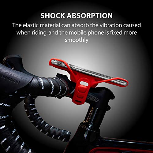 Bone Bike Tie Pro 3, Bike Cell Phone Mount for Stem, Scratch-Free Silicone Holder with Shock-Absorbing Design, Universal Cycling Phone Holder Compatible with Most Smartphone (Red - Stem) - color: Bike Tie Pro 3 - Red