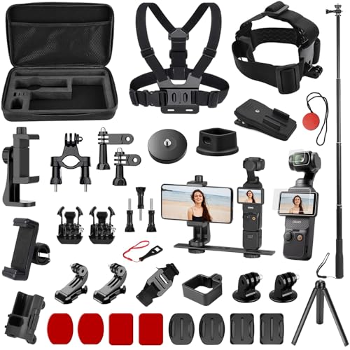 Accessories Kit for OSMO Pocket 3/Pocket 4, SGIP 2-in-1 Stand, Organizer Bag, Hard Shell Case,Selfie Stick,Tripod,Magnetic Mount,Mobile Phone Holder, Screen Protector, Accessories for OSMO Pocket 3 4