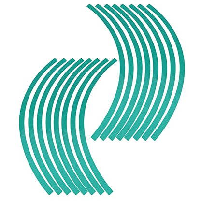 Reflective Wheel Rim Stripe Decal Sticker for 16-19 inch Rim Size Universal Car Motorcycle Wheel Reflective Pinstripe Decal Tape Sticker Decoration Film (Blue Green)