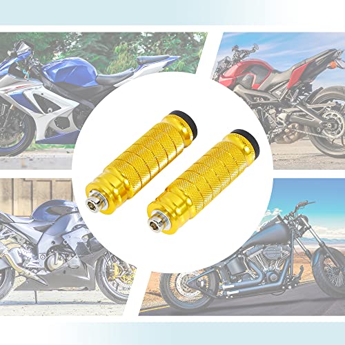 F FIERCE CYCLE 1 Pair 6mm Aluminum Aolly Motorcycle Rearsets Rear Set Footrest Footpeg Foot Rest Peg Motorbike Gold Tone - color: Gold Tone