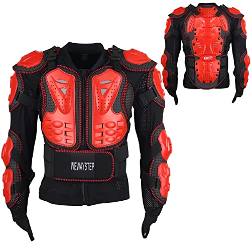 Motorcycle Protective Jacket Full Body Armor, Chest Spine Protection Dirt Bike Gear for Men Motocross MTB Racing - color: Red, size: Small