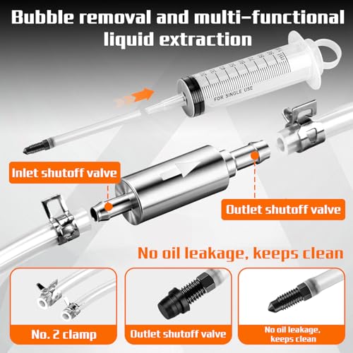 VZZNN Brake Bleed Kit, 3 pcs Reverse Brake Bleeder Kit100ml Syringe with 50cm Hose Brake Fluid Bleeder Tool for Automotive Car Truck Motorcycle Bike Bicycle Braking System Repair Maintenance