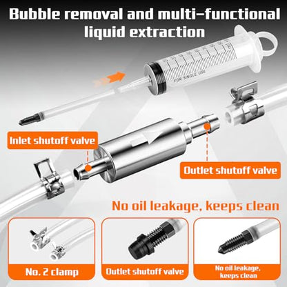 VZZNN Brake Bleed Kit, 3 pcs Reverse Brake Bleeder Kit100ml Syringe with 50cm Hose Brake Fluid Bleeder Tool for Automotive Car Truck Motorcycle Bike Bicycle Braking System Repair Maintenance