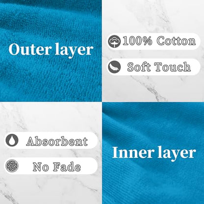 VOOVA & MOVAS Wash Mitts for Body 6-Pack, 100% Cotton Soft Absorbent Wash Cloths with Hanging Loop, 8.3x6.3 Inch European Style Wash Gloves for Shower & Spa, Sky Blue - color: Sky Blue