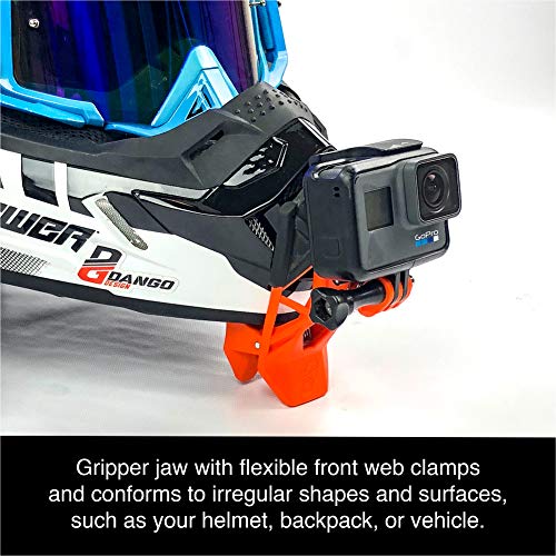 Dango Design Gripper Mount for GoPro/Osmo/Insta360 | Universal Helmet Clamp Mount for Action Cameras | Dirtbike, Motocross, Enduro, Motorcycle, and ATV Helmets | Stealth Black - color: Stealth Black