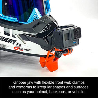 Dango Design Gripper Mount for GoPro/Osmo/Insta360 | Universal Helmet Clamp Mount for Action Cameras | Dirtbike, Motocross, Enduro, Motorcycle, and ATV Helmets | Stealth Black - color: Stealth Black