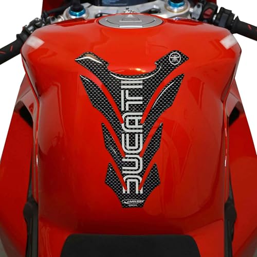 labelbike - 3D Sticker Motorcycle Tank Pad Protection and Decoration in Resin Compatible with Ducati Old Style - color: Carbon - Old Style