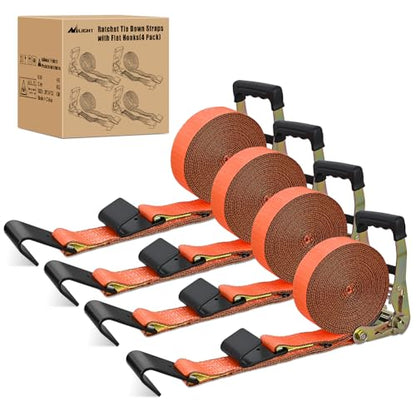 Nilight Flat Hook Ratchet Straps 4 Pack 2 in x 30 Ft Heavy Duty Tie Down Straps 10,000 Lbs Breaking Strength for Truck, Trailers Pickup Orange - color: 4 Pack 2 in x 30 Ft Flat Hook Straps