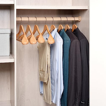 Amber Home 6 Pack Wide Shoulder Wooden Suit Hangers, Natural Wood Coat Hangers with Non Slip Pants Bar, Clothes Hangers for Jackets, Sweaters, Pants & Heavy Clothes (Natural, 6 Pack) - size: Natural