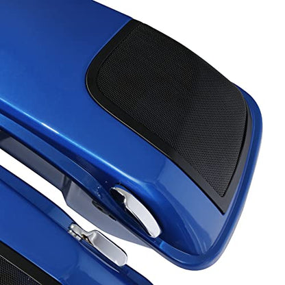 HR3 Electric Blue 4" Stretched Hard Saddlebags w/Speaker Lids Compatible with 2018 Street Glide FLHX (Replace for OEM) - color: Electric Blue