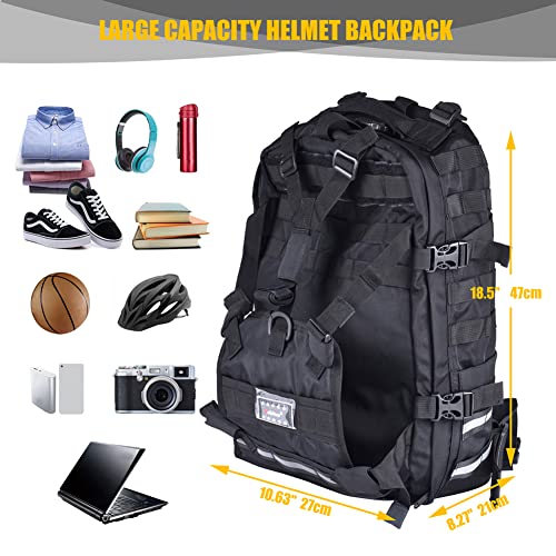 Large Capacity Motorcycle Helmet Backpack, Waterproof Motorcycle Backpack for Men Riding Hiking Cycling Backpack - color: Black