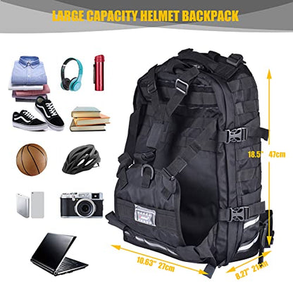 Large Capacity Motorcycle Helmet Backpack, Waterproof Motorcycle Backpack for Men Riding Hiking Cycling Backpack - color: Black