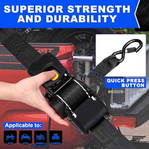 Retractable Ratchet Straps 2 Inch x 10 Feet, Heavy Duty Auto Retract Tie Down Straps, 3500 lb Break Strength Cargo Straps with Steel Hooks for Truck, Trailer, Moving, 2 Pack