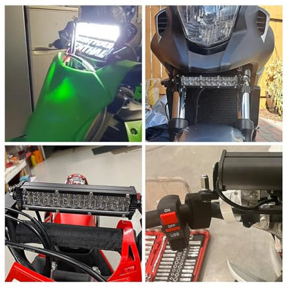 Headlight LED Light Bar Kit USB Switch for CRF110 KLX110 TTR110 YZ250F Motocross 60W LED Light for Most 7/8" Handlebars Motorcycle ATV 4 Wheel Dirt Pit Bike Off-Road Wiring Harness Headlight Assembly - color: ON/OFF+USB Switch