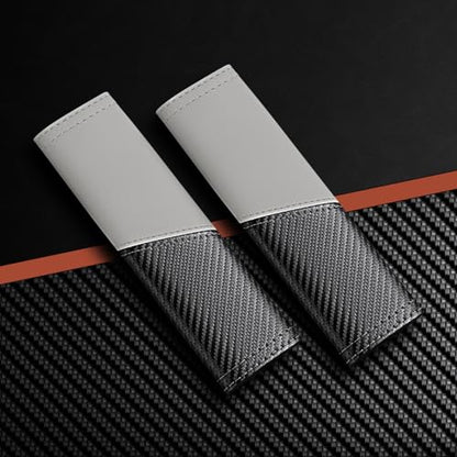 2 PCS Car Seat Belt Cover Pads - Seatbelt Covers with Carbon Fiber & Faux Leather, Soft Shoulder Strap Cushion for Neck & Shoulder Pain Relief, Universal Fit for Car Truck Accessories(Off White) - color: off-white