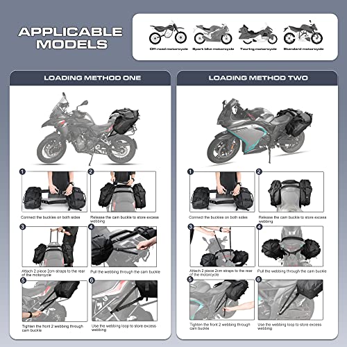 Rhinowalk Motorcycle Saddlebags 18L(9L*2) Waterproof Motorbike Side Bags, Travel Luggage Panniers with Shoulder Strap for Adventure & Sport Motorcycle Racks, 1 Pair - size: 18L