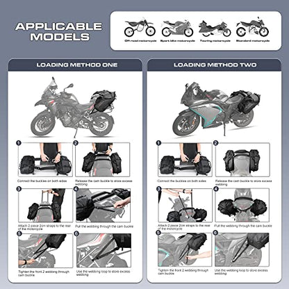 Rhinowalk Motorcycle Saddlebags 18L(9L*2) Waterproof Motorbike Side Bags, Travel Luggage Panniers with Shoulder Strap for Adventure & Sport Motorcycle Racks, 1 Pair - size: 18L