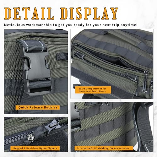 Motorcycle Saddlebags 25L Universal Throw Over Saddle Bags Waterproof Large Capacity Duffle Gear Organizer for Camping Trip Travel Outdoor with Raincover, Green