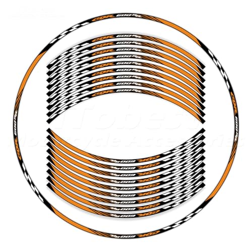 CBR 17 inch Wheel Rim Stickers Decals Tape Compatible with CBR600RR 2003-2025 F5 Motorcycle Reflective Rim Tapes Sticker Stripe (Orange) - color: Orange