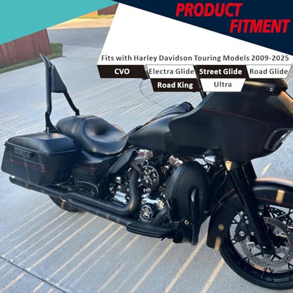 YHMOTO Detachable Sissy Bar Passenger Backrest 22" Inch with Docking Hardware Kits Fit for Harley Touring Models 2014-2025 Road King Ultra CVO Limited Street Glide Road Glide Electra Glide (Black) - color: Backrest Sissy Bar+Docking Hardware Kit