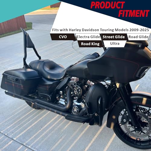YHMOTO Detachable Sissy Bar Passenger Backrest 22" Inch Rear Pad Fit for Harley Touring Models 2009-2025 Road King Ultra CVO Limited Street Glide Road Glide Electra Glide (Black) - color: Black Backrest Sissy Bar