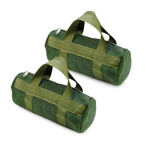 Umaki 2pack Small Tool Pouch Bag, Durable Wear-Resistant Canvas Zipper Pouch for Tool Organizer, Utility Tool Bag For Craft Making, Maintenance, Electrician and Carpenters, 7.9'' x 3.9'', Green