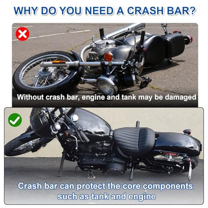 Front Highway Foot Pegs Engine Guard Crash Bar Frame Slider Fit for Harley Softail Street Bob Low Rider Lowrider S/Lowrider ST/Standard Heritage Classic FXST FXLR S ST FXBB 2018-2026 Accessories