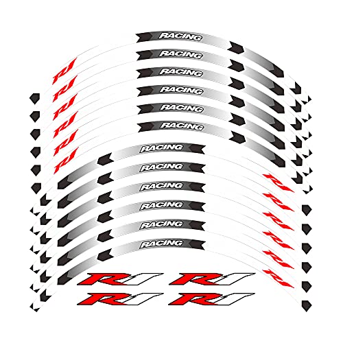Motorcycle Rim Stripes Decals Wheel Sticker Reflective Tape for Yamaha YZF R1 1998-2022/R1M 2015-2022/R1S 2001 2016-2018 - color: A White 16pcs