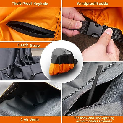 420D Motorcycle Cover Waterproof Outdoor, Fit for Cruiser Models Harley Davidson Iron 883, Fat Boy, Softail Slim, Softail Standard, Street Bob 114, Sport Glide with Storage Bag - size: 104"-Cruiser