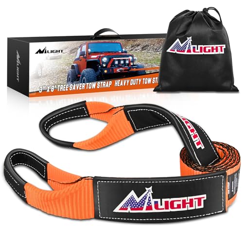 Nilight 3" x 8' Tree Saver Tow Strap Lab Tested 31,500lbs Break Strength Heavy Duty Off road Straps with Triple Reinforced Loop Emergency Towing Rope of Mind for SUV, UTV, ATV, Truck, 2 Years Warranty - color: 3in x 8ft Tow Strap