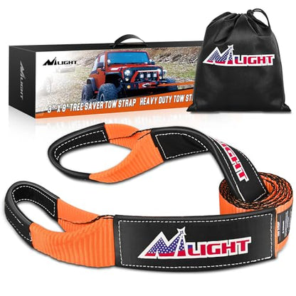 Nilight 3" x 8' Tree Saver Tow Strap Lab Tested 31,500lbs Break Strength Heavy Duty Off road Straps with Triple Reinforced Loop Emergency Towing Rope of Mind for SUV, UTV, ATV, Truck, 2 Years Warranty - color: 3in x 8ft Tow Strap