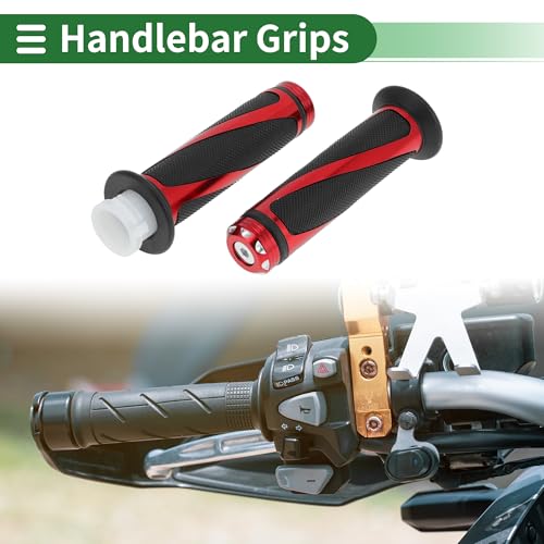 7/8" 22mm 15/16" 24mm Motorcycle Hand Grips Cover Kit Non Slip Aluminum Alloy Rubber Handlebar Grips for Motorcycle Scooter Bicycle ATV Red 1Set - color: Red