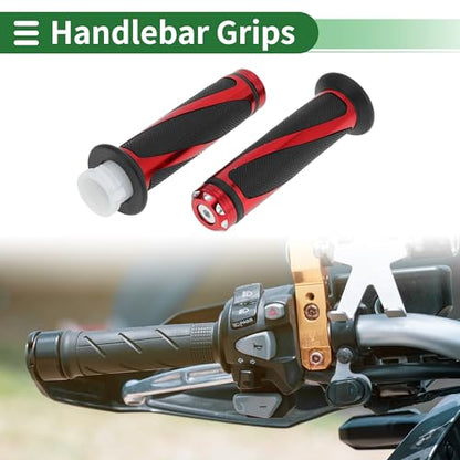7/8" 22mm 15/16" 24mm Motorcycle Hand Grips Cover Kit Non Slip Aluminum Alloy Rubber Handlebar Grips for Motorcycle Scooter Bicycle ATV Red 1Set - color: Red