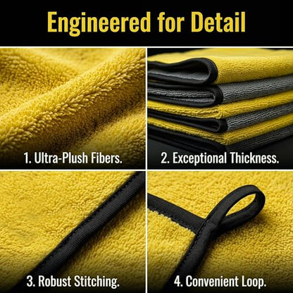 Microfiber Towels for Cars, 800GSM Car Cleaning Towels, Soft Microfiber Cleaning Cloths for Car Washing, Drying, Waxing, Buffing and Polishing, Scratch-Free Auto Detailing Towels, 6 Pack, 12 x 16 Inch - size: 6 Pack, 12 x 16 Inch