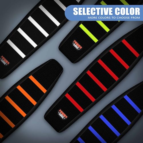 Motorcycle Dirt Bike Seat Cover Compatible with Yozma IN10 Universal Dirt Pit Motocross Rubber Seat Cushion (Black Red Ribs) - color: Black Red Ribs