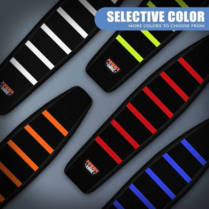 Motorcycle Dirt Bike Seat Cover Compatible with Yozma IN10 Universal Dirt Pit Motocross Rubber Seat Cushion (Black Red Ribs) - color: Black Red Ribs