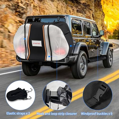 STARTWO Bike Cover for Transport On Rack, Bicycle Cover Outdoor Storage Waterproof for Transport 3 Bikes on Car Rear, with Two Elastic Straps and License Plate Window, Visible Tail Lights - size: XXXL(3 bike)