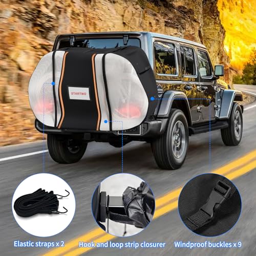 STARTWO Bike Cover for Transport On Rack, Bicycle Cover Outdoor Storage Waterproof for Transport 2 Bikes on Car Rear, with Two Elastic Straps and License Plate Window, Visible tail lights - size: XXL(2 bike)