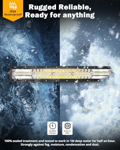 Auxbeam 6 Modes Amber White Series 22Inch 120W LED Light Bar Dual Color Strobe Light Spot Flood Combo Flashing Warning Signal Off-Road Lighting for 4x4 SUV UTV ATV Trucks - color: 22"