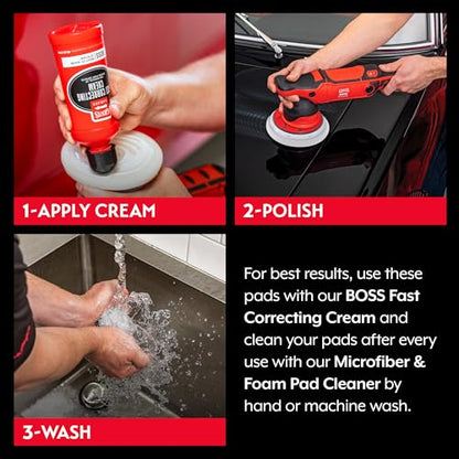 Griot's Garage BOSS 6.5" Fast Correcting Foam Pads for Car Polishing and Detailing, Buffing Pads for Moderate to Severe Scratch Removal, Set of 2 - size: 6.5 Inch Pads (Set of 2)