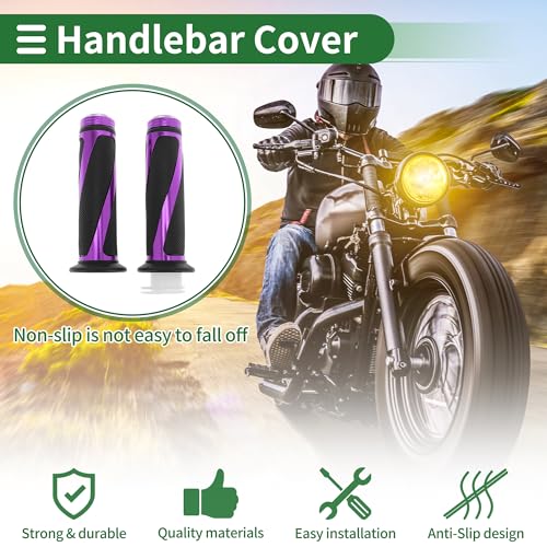 7/8" 22mm 15/16" 24mm Motorcycle Hand Grips Cover Kit Aluminum Alloy Rubber Handle Bar Throttle Grips for Motorcycle Scooter Bicycle ATV Purple 1 Set - color: Purple