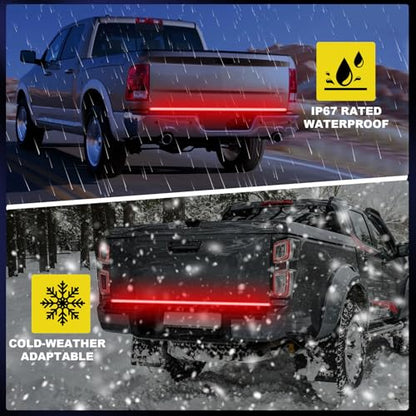 YUGUANG 60 Inch Tailgate Light Bar, Double Row LED Truck Tailgate Light Strip with Red Running Brake Lights Turn Signal White Reverse Lights - size: 60 Inch Red White