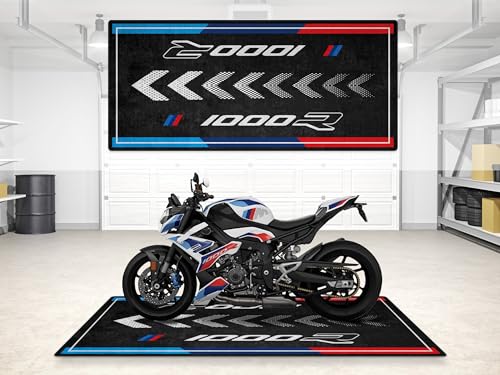 Parking Mat for M1000R Motorcycle Model, Display and Pit Mat, Washable Non-Slip Garage and Showroom Floor Carpet (Light White - M Motorsport, Size 2: 102 x 47/260 x 120 cm) - color: Light White - M Motorsport, size: Size 2: 102 x 47 "/ 260 x 120 cm