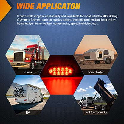 Nilight 6 Inch Oval Red LED Trailer Tail Light 4PCS 10LEDs Waterproof Stop Brake Turn Surface Mount Trailers Lights for Truck RV Boat Bus Lorry Camper Van Caravan - color: Red Lights Screws 4PCS