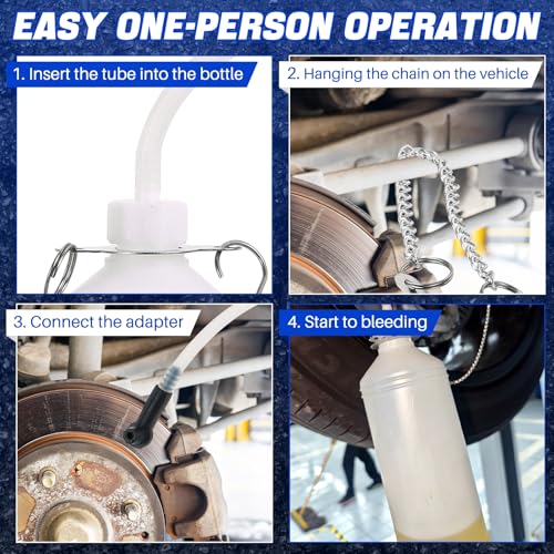 DASBET 1L Brake Bleeder Bottle & 30ml Fluid Extractor | Universal Brake Fluid Bleeding Tool with 23 inch Hose and Rubber Connector for Collect Brake Fluid for Car, Motorcycle, and ATV