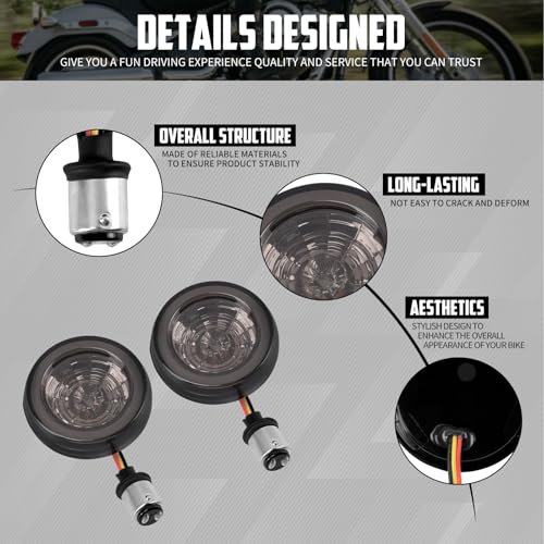 Motorcycle LED Turn Signals Bulbs Front 1157 Bullet Lights Fit for Harley Softail Dyna Sportster Touring CVO Electra Glide Classic Street Glide Road Glide