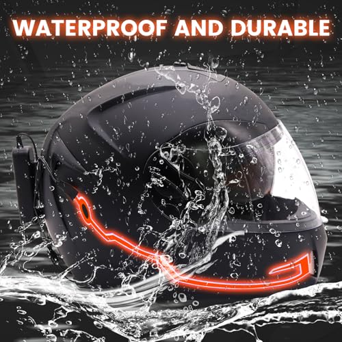 Motorcycle Helmet Light, 3 Modes Driving Brake EL Light Strips for Motorcycle Helmet DIY Waterproof Night Riding Signal (Red)