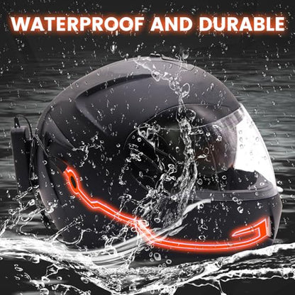 Motorcycle Helmet Light, 3 Modes Driving Brake EL Light Strips for Motorcycle Helmet DIY Waterproof Night Riding Signal (Red)