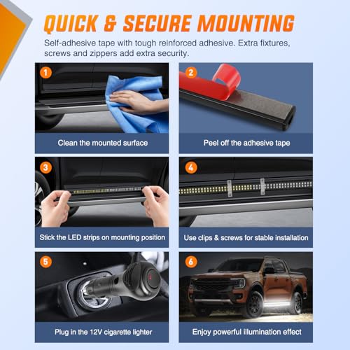 Nilight 2PCS 70 Inch Emergency Strobe Light Strip with Controller 864 LED White Running Board Lights Flexible Side Flashing Warning Caution Safety Waterproof for Truck Construction Pickup - color: White, size: Running Board Strobes w/Controller